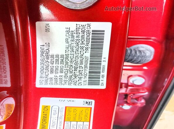 1HGCY1F39RA069257 2024 HONDA ACCORD Burgundy Շարժիչի բաժամունքի տեսք