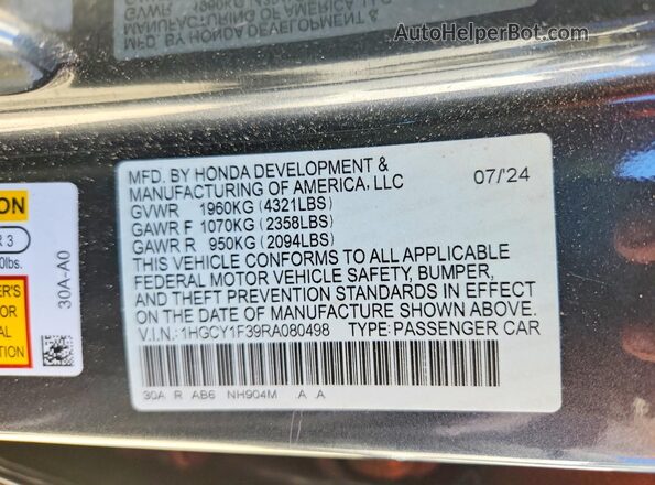 1HGCY1F39RA080498 2024 HONDA ACCORD Gray VIN sticker view