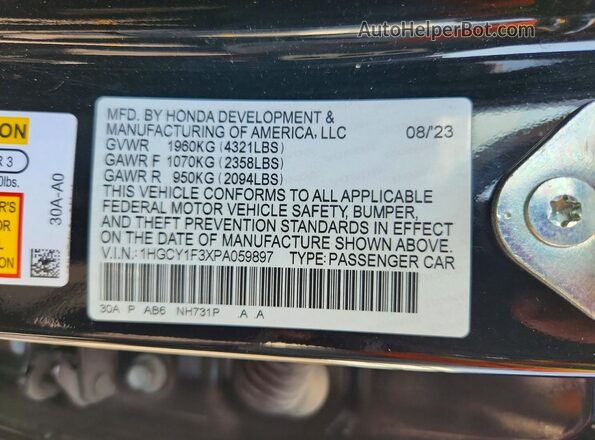 1HGCY1F3XPA059897 2023 HONDA ACCORD Black Вид підкапотного простору