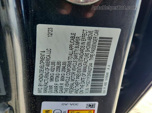 1HGCY1F3XRA027244 2024 HONDA ACCORD Gray Շարժիչի բաժամունքի տեսք