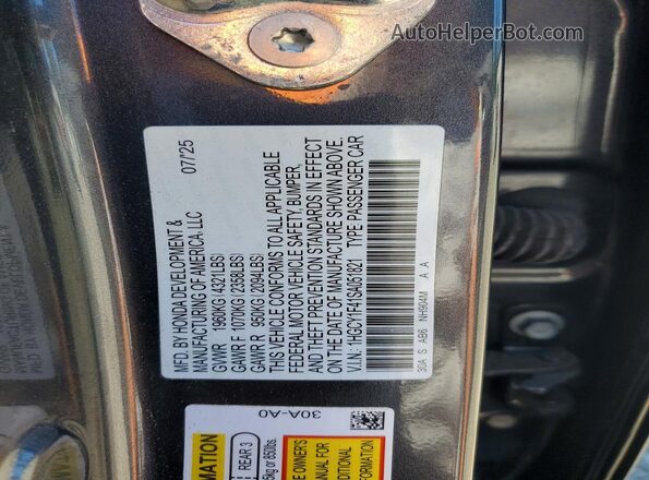 1HGCY1F41SA051821 2025 HONDA ACCORD Gray Вид підкапотного простору