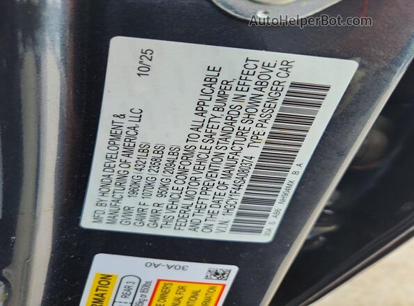 1HGCY1F44SA080374 2025 HONDA ACCORD Gray Widok komory silnika