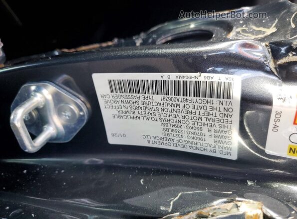 1HGCY1F46TA006391 2026 HONDA ACCORD Gray VIN კოდის სტიკერის ხედი