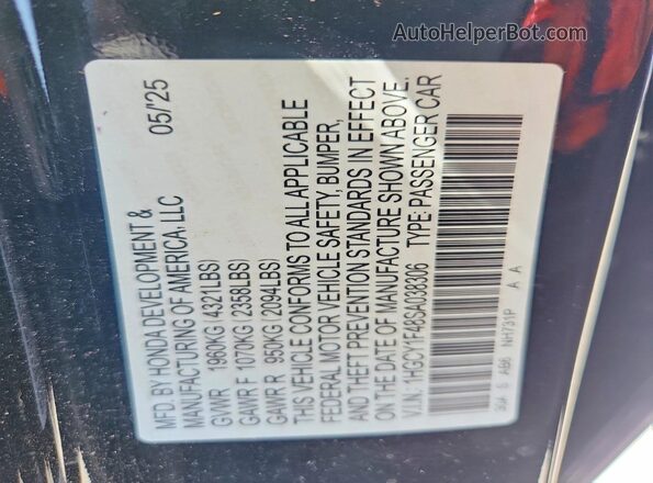 1HGCY1F48SA038306 2025 HONDA ACCORD Black Vista del compartimento del motor