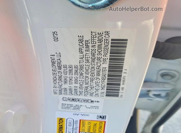 1HGCY1F49SA017674 2025 HONDA ACCORD White Engine compartment view