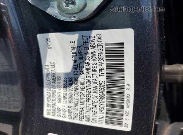 1HGCY1F49SA053252 2025 HONDA ACCORD Gray Շարժիչի բաժամունքի տեսք