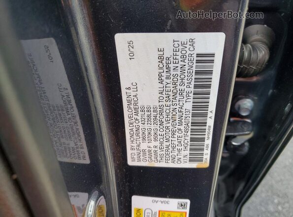 1HGCY1F49SA075137 2025 HONDA ACCORD Gray Vista de la etiqueta del VIN