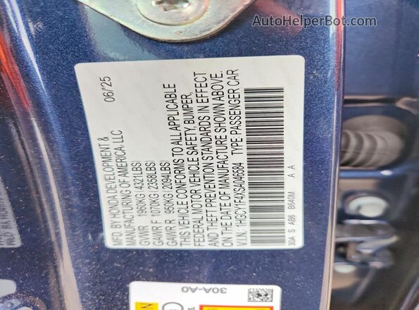 1HGCY1F4XSA046584 2025 HONDA ACCORD Blue ძრავის განყოფილების ხედი