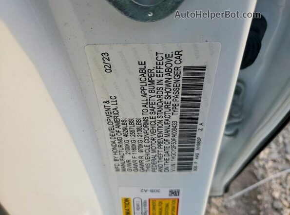 1HGCY2F50PA008433 2023 HONDA ACCORD White Widok komory silnika