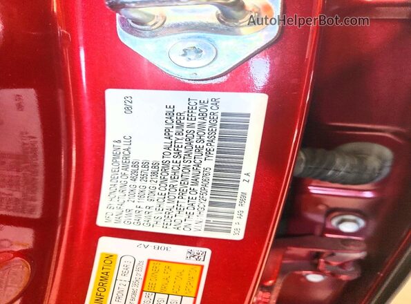 1HGCY2F50PA067675 2023 HONDA ACCORD Red ძრავის განყოფილების ხედი