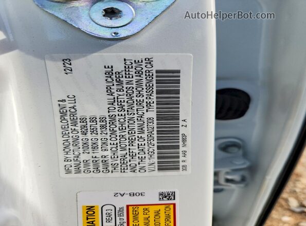 1HGCY2F50RA027308 2024 HONDA ACCORD White Вид підкапотного простору