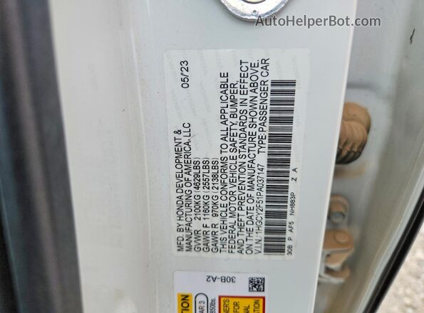1HGCY2F51PA037147 2023 HONDA ACCORD White Շարժիչի բաժամունքի տեսք