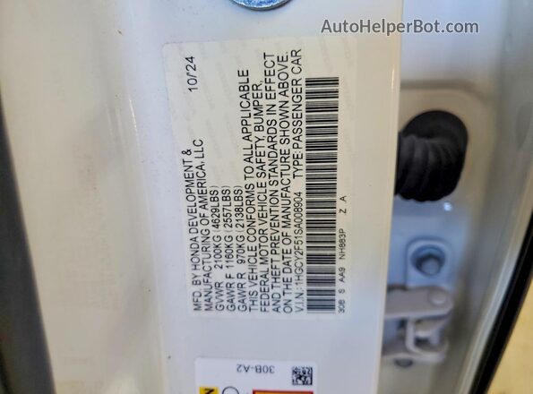 1HGCY2F51SA008904 2025 HONDA ACCORD White Вид підкапотного простору
