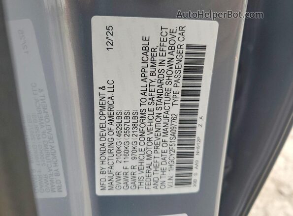 1HGCY2F51SA097762 2025 HONDA ACCORD Gray Вид підкапотного простору