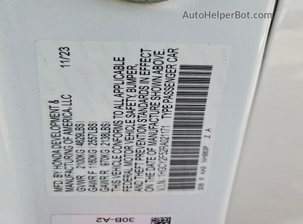 1HGCY2F52RA021171 2024 HONDA ACCORD White Вид підкапотного простору