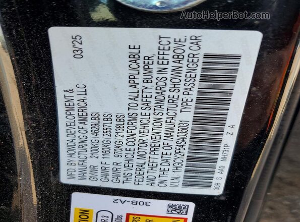 1HGCY2F54SA035031 2025 HONDA ACCORD Black Вид підкапотного простору