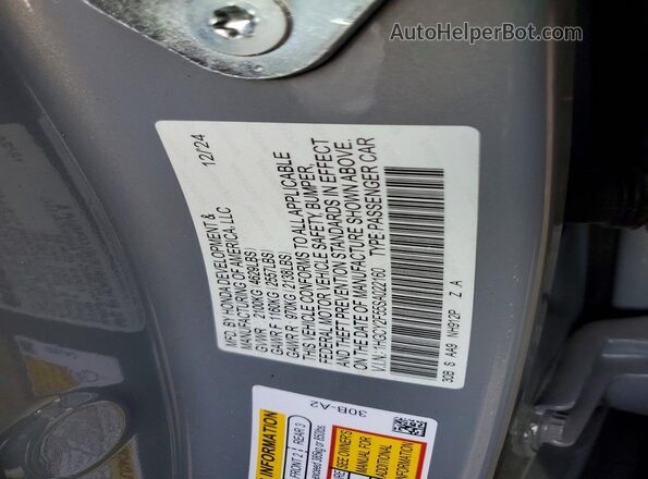 1HGCY2F55SA022160 2025 HONDA ACCORD Gray VIN კოდის სტიკერის ხედი