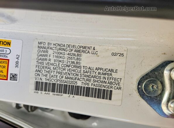 1HGCY2F55SA032025 2025 HONDA ACCORD White Вид підкапотного простору