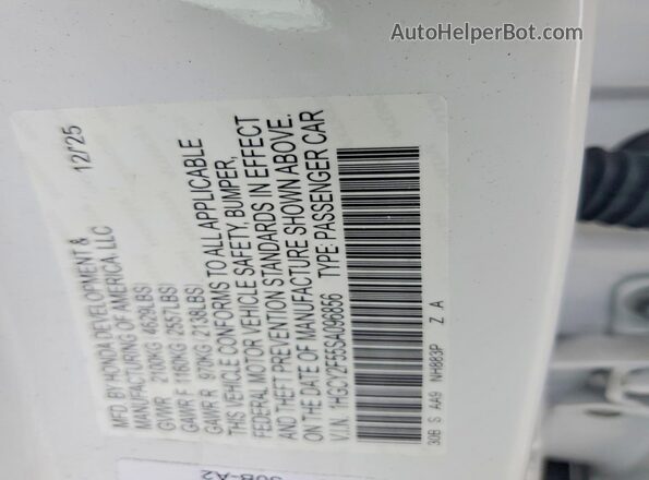 1HGCY2F55SA096856 2025 HONDA ACCORD White VIN կոդի պիտակի տեսք