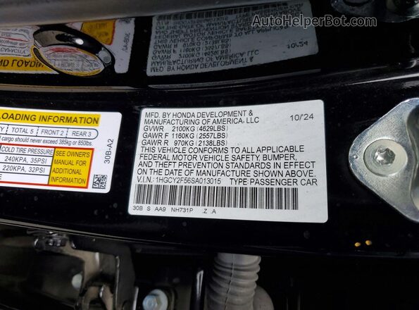 1HGCY2F56SA013015 2025 HONDA ACCORD Black Widok komory silnika