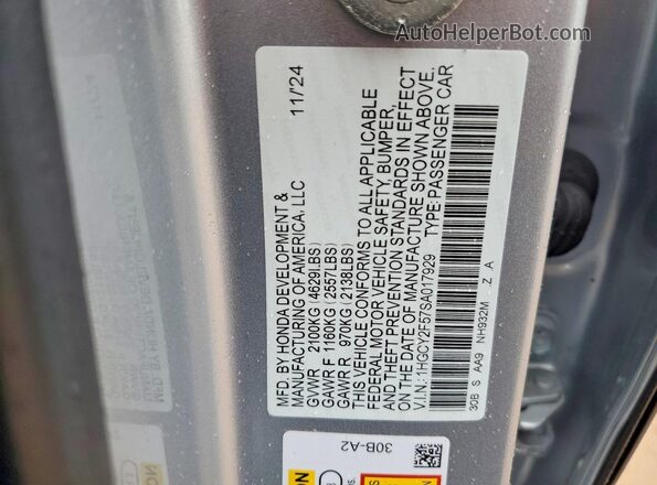 1HGCY2F57SA017929 2025 HONDA ACCORD Silver Вид підкапотного простору