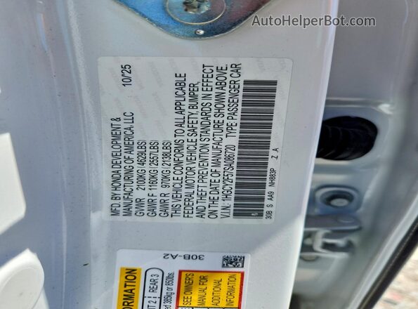 1HGCY2F57SA086720 2025 HONDA ACCORD White ძრავის განყოფილების ხედი