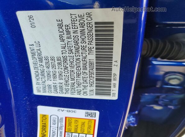 1HGCY2F58TA009811 2026 HONDA ACCORD Blue ძრავის განყოფილების ხედი