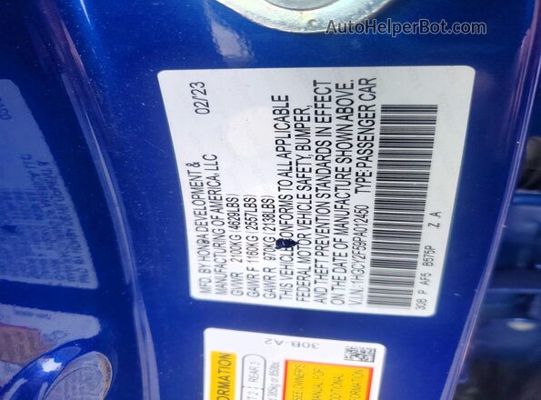 1HGCY2F59PA012450 2023 HONDA ACCORD Blue Engine compartment view
