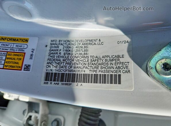 1HGCY2F59RA035374 2024 HONDA ACCORD White Вид підкапотного простору