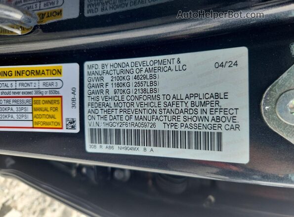 1HGCY2F61RA059726 2024 HONDA ACCORD Gray Vista del compartimento del motor