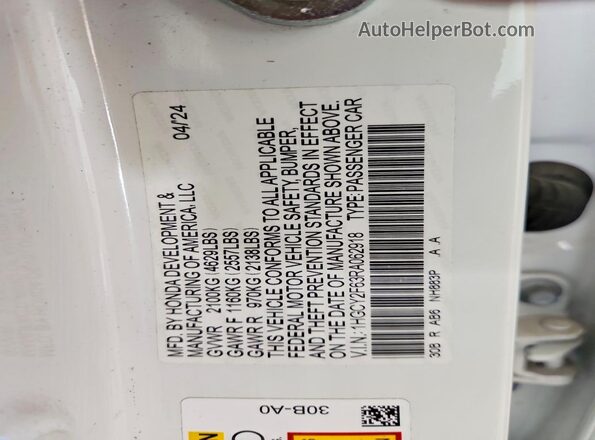 1HGCY2F63RA062918 2024 HONDA ACCORD White Շարժիչի բաժամունքի տեսք