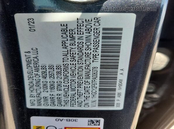 1HGCY2F67PA006378 2023 HONDA ACCORD Gray Вид підкапотного простору