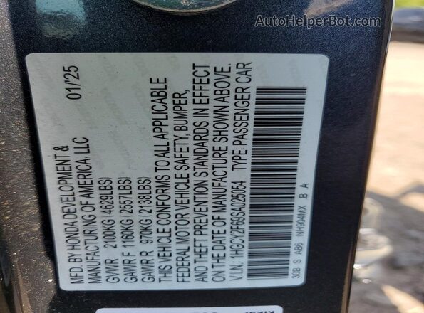 1HGCY2F69SA025054 2025 HONDA ACCORD Charcoal Vista de la etiqueta del VIN