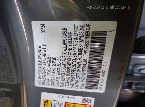 1HGCY2F71RA040781 2024 HONDA ACCORD Gray ძრავის განყოფილების ხედი
