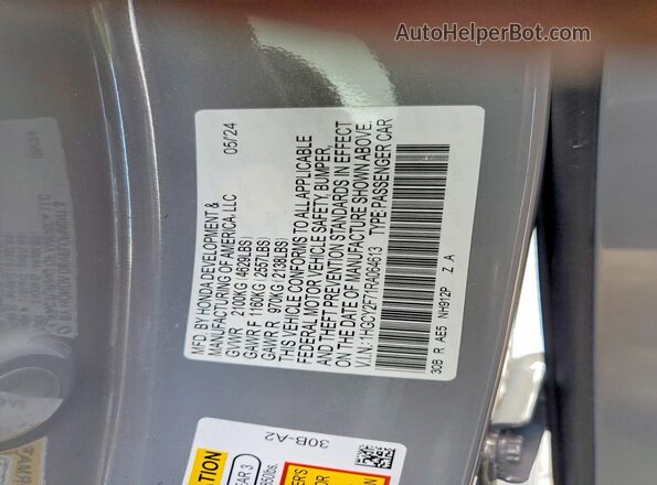 1HGCY2F71RA064613 2024 HONDA ACCORD Gray VIN sticker view