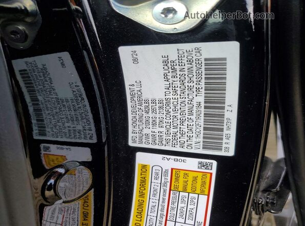 1HGCY2F71RA091844 2024 HONDA ACCORD Black Շարժիչի բաժամունքի տեսք