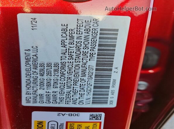 1HGCY2F71SA021377 2025 HONDA ACCORD Red Widok komory silnika