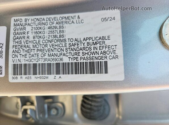 1HGCY2F73RA069036 2024 HONDA ACCORD Silver Вид підкапотного простору