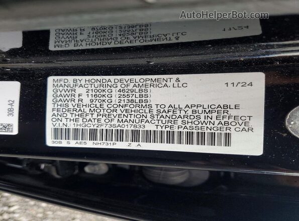 1HGCY2F73SA017833 2025 HONDA ACCORD Черный Вид подкапотного пространства