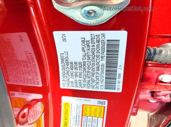 1HGCY2F76SA000363 2025 HONDA ACCORD Red Widok komory silnika