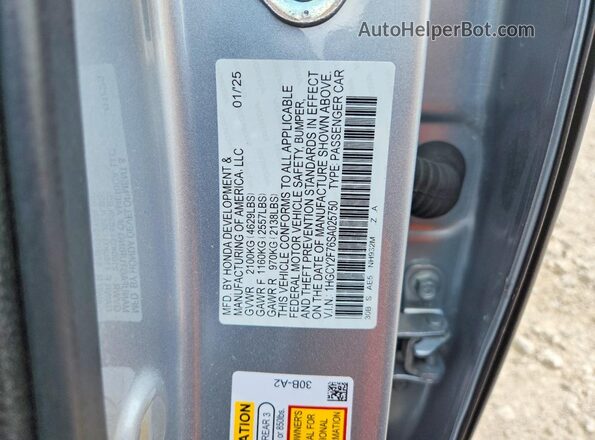 1HGCY2F76SA025750 2025 HONDA ACCORD Silver Շարժիչի բաժամունքի տեսք