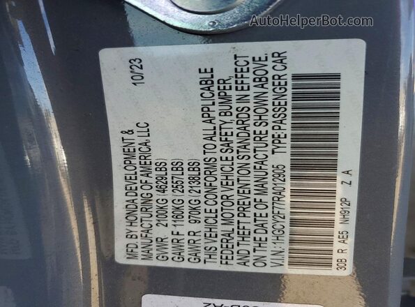 1HGCY2F77RA012905 2024 HONDA ACCORD Серебряный Вид подкапотного пространства