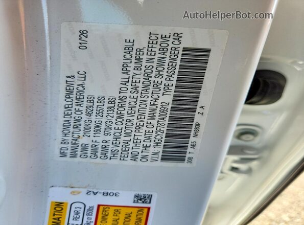 1HGCY2F78TA006912 2026 HONDA ACCORD White Widok komory silnika