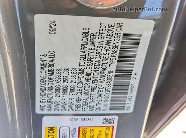 1HGCY2F79SA003578 2025 HONDA ACCORD Gray VIN sticker view