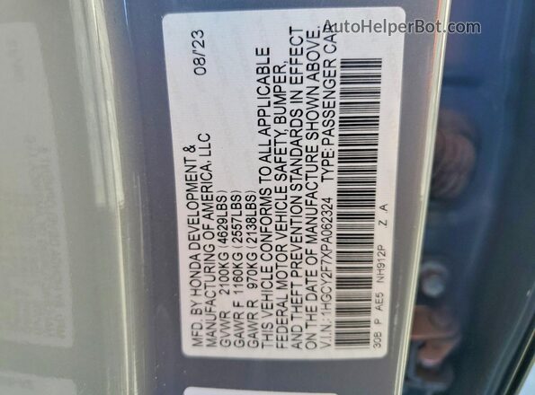 1HGCY2F7XPA062324 2023 HONDA ACCORD Gray ძრავის განყოფილების ხედი