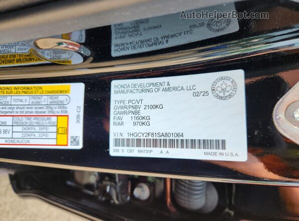 1HGCY2F81SA801064 2025 HONDA ACCORD Black Widok komory silnika