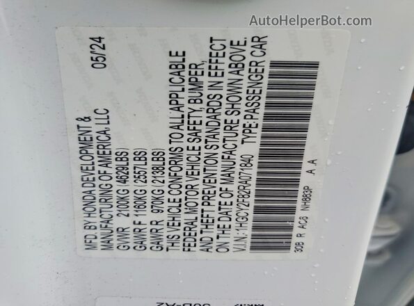 1HGCY2F82RA071840 2024 HONDA ACCORD White Շարժիչի բաժամունքի տեսք