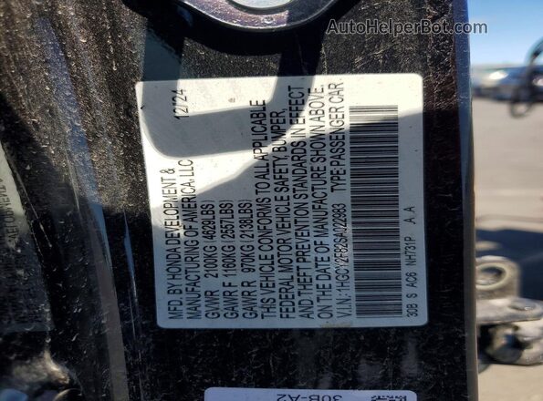 1HGCY2F82SA022983 2025 HONDA ACCORD Черный Вид наклейки с VIN-кодом