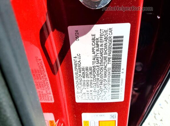1HGCY2F86RA064700 2024 HONDA ACCORD Red Вид підкапотного простору