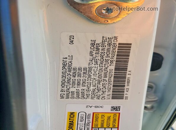 1HGCY2F87PA027510 2023 HONDA ACCORD White Engine compartment view